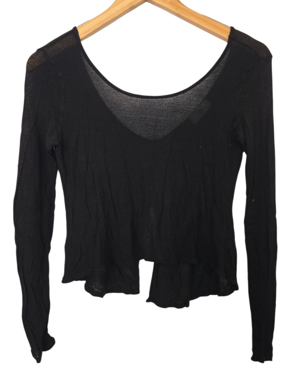 🖤 S21 Black Sheer Lightweight Long Sleeve Peplum Top | Size Small